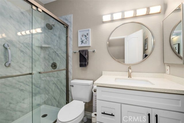 Upstairs bathroom with walk-in shower