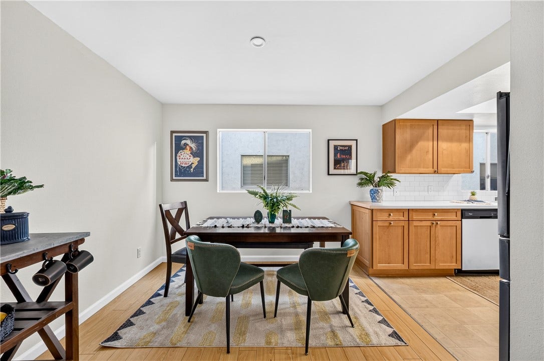 Bright dining space offers a stylish setting for everyday meals and entertaining.
