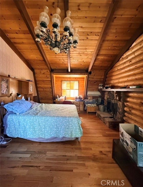 Primary suite with fireplace.