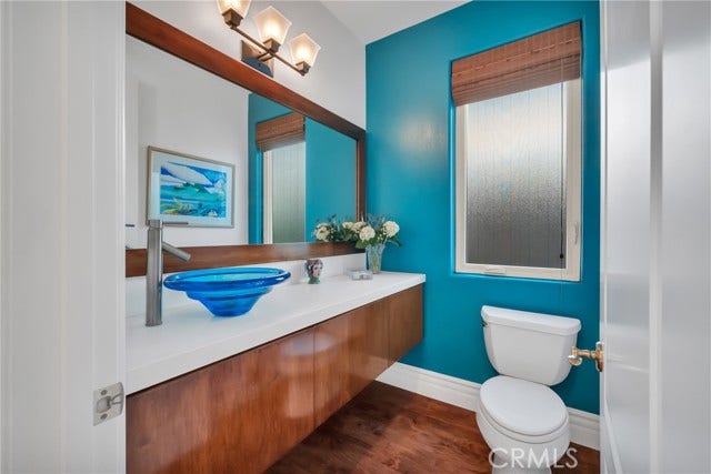 Half bath on first level for guests.