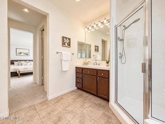 Warm Modern Bathroom and Bedroom View